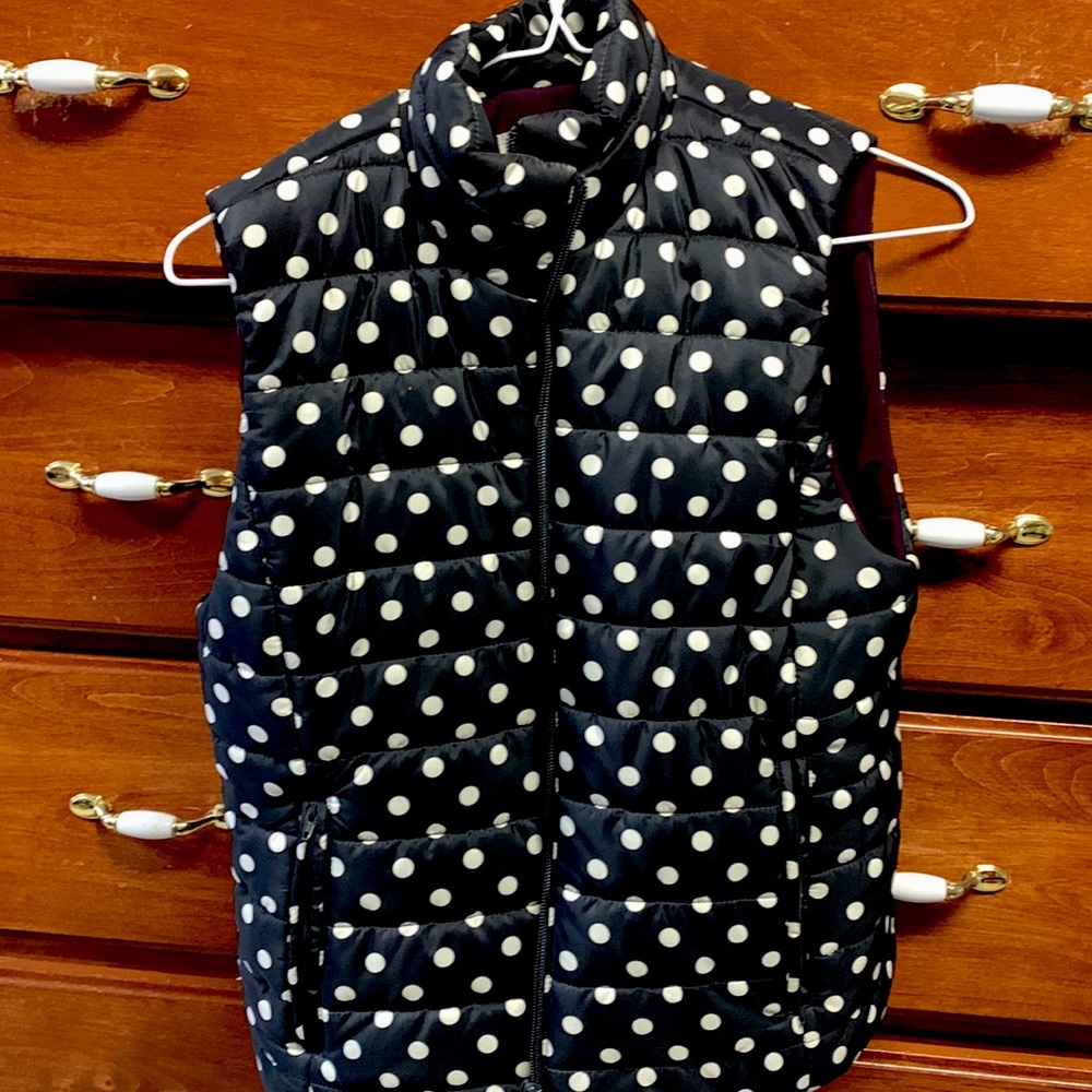 Loft navy blue and white puffer vest. Size small